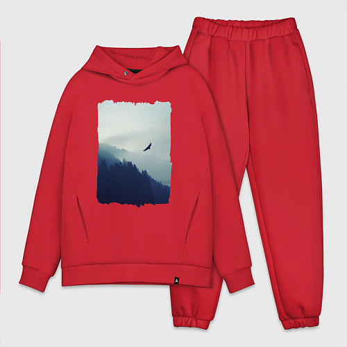 Мужской костюм оверсайз ОРЁЛ НАД ЛЕСОМ EAGLE / Красный – фото 1