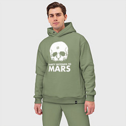 Мужской костюм оверсайз 30 Seconds to Mars белый череп, цвет: авокадо — фото 2