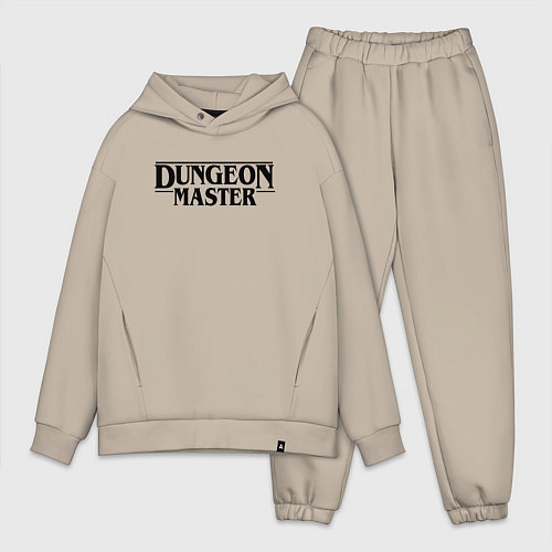 Мужской костюм оверсайз DUNGEON MASTER ГАЧИМУЧИ ЧЁРНЫЙ ЛОГО / Миндальный – фото 1