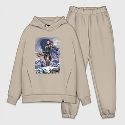 Мужской костюм оверсайз ALOY HORIZON ZERO DAWN, цвет: миндальный