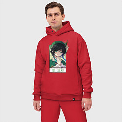 Мужской костюм оверсайз Вен ти в рамке genshin impact, цвет: красный — фото 2