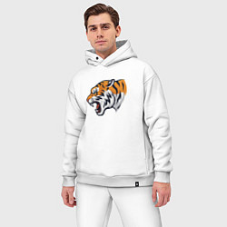 Мужской костюм оверсайз Голова разъяренного тигра, цвет: белый — фото 2