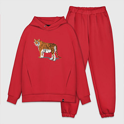 Мужской костюм оверсайз Тигр Tiger в полный рост, цвет: красный
