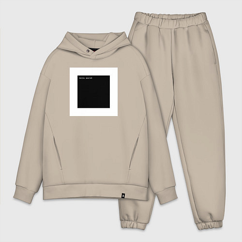 Мужской костюм оверсайз Чёрный квадрат программиста Hello World / Миндальный – фото 1