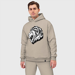 Мужской костюм оверсайз Лев в наушниках, цвет: миндальный — фото 2