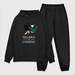 Мужской костюм оверсайз Sharks are coming, Сан-Хосе Шаркс San Jose Sharks, цвет: черный