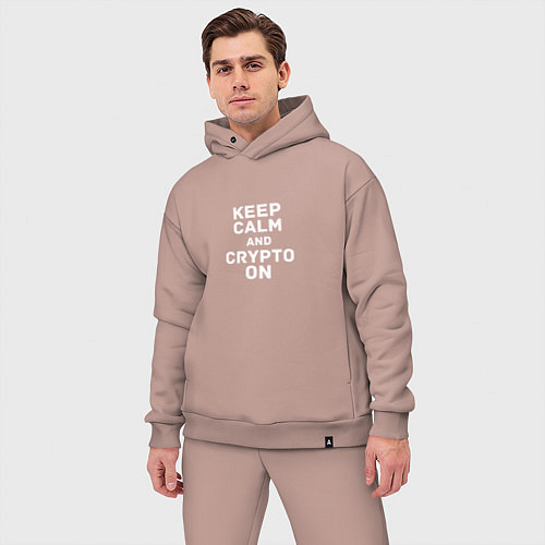 Мужской костюм оверсайз Keep Calm and Crypto On / Пыльно-розовый – фото 3