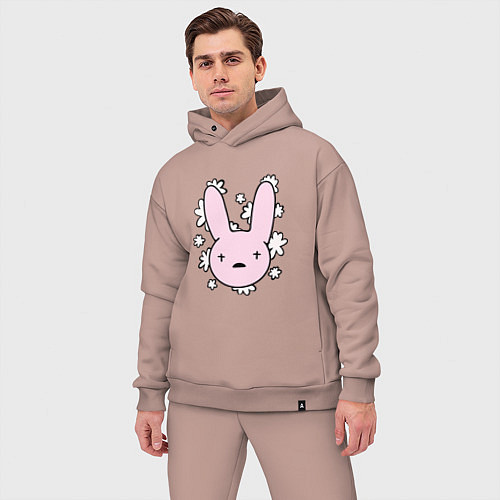 Мужской костюм оверсайз Bad Bunny Floral Bunny / Пыльно-розовый – фото 3