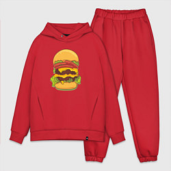 Мужской костюм оверсайз Самый вкусный гамбургер, цвет: красный