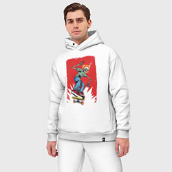 Мужской костюм оверсайз Fire skull Skateboarding man on a red background E, цвет: белый — фото 2