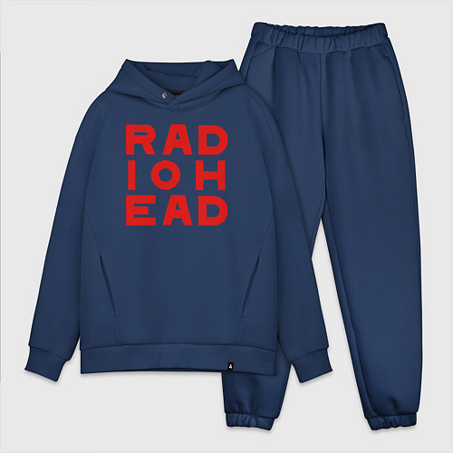 Мужской костюм оверсайз Radiohead большое красное лого / Тёмно-синий – фото 1