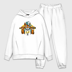 Мужской костюм оверсайз Тигрёнок с бейсбольной битой Tiger cub with a base, цвет: белый