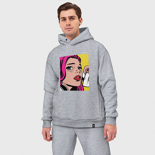 Мужской костюм оверсайз Девушка в стиле ПОП Арт Girl Pop Art / Меланж – фото 3