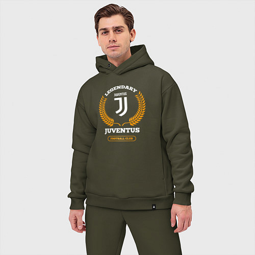 Мужской костюм оверсайз Лого Juventus и надпись Legendary Football Club / Хаки – фото 3