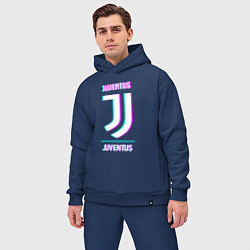 Мужской костюм оверсайз Juventus FC в стиле Glitch, цвет: тёмно-синий — фото 2