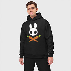 Мужской костюм оверсайз Череп кролика с двумя морковками, цвет: черный — фото 2