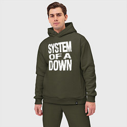Мужской костюм оверсайз System of a Down логотип, цвет: хаки — фото 2