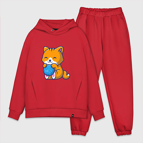 Мужской костюм оверсайз Рыженький котик / Красный – фото 1