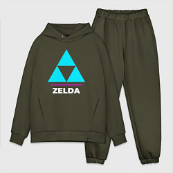 Мужской костюм оверсайз Символ Zelda в неоновых цветах, цвет: хаки