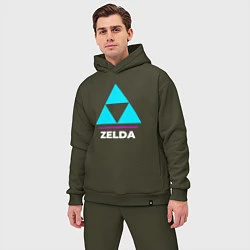 Мужской костюм оверсайз Символ Zelda в неоновых цветах, цвет: хаки — фото 2