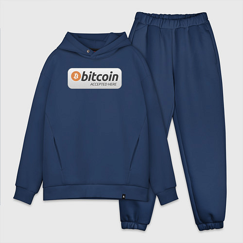Мужской костюм оверсайз Bitcoin Accepted Here Биткоин принимается здесь / Тёмно-синий – фото 1
