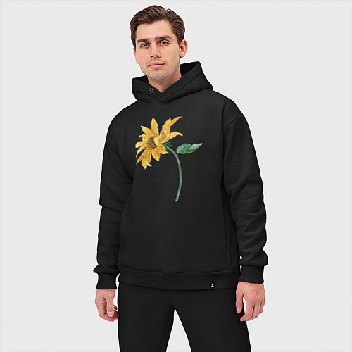 Мужской костюм оверсайз Branch With a Sunflower Подсолнух / Черный – фото 3