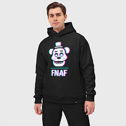 Мужской костюм оверсайз FNAF в стиле glitch и баги графики, цвет: черный — фото 2