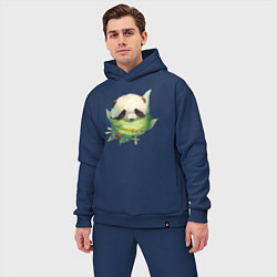 Мужской костюм оверсайз Детёныш панды в гнезде из листьев, цвет: тёмно-синий — фото 2