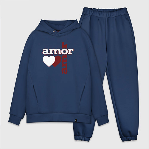 Мужской костюм оверсайз Amor, Amor - два сердца / Тёмно-синий – фото 1