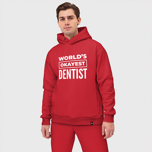 Мужской костюм оверсайз Worlds okayest dentist / Красный – фото 3