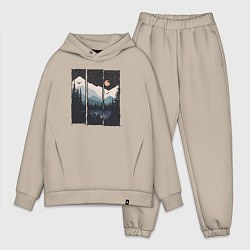 Мужской костюм оверсайз Бездорожье Сибирь, цвет: миндальный