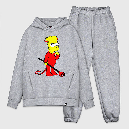 Мужской костюм оверсайз Bart Simpson - devil / Меланж – фото 1