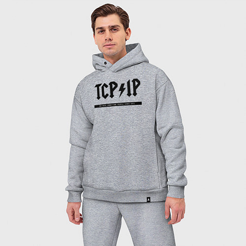 Мужской костюм оверсайз TCPIP Connecting people since 1972 / Меланж – фото 3