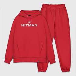 Мужской костюм оверсайз Hitman - лого, цвет: красный
