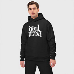 Мужской костюм оверсайз The Devil wears prada logo art, цвет: черный — фото 2