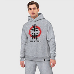 Мужской костюм оверсайз Jiu jitsu red splashes logo, цвет: меланж — фото 2