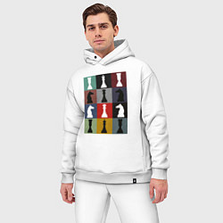 Мужской костюм оверсайз Шахматные фигуры на цветном фоне, цвет: белый — фото 2