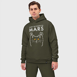 Мужской костюм оверсайз Thirty Seconds to Mars rock cat, цвет: хаки — фото 2