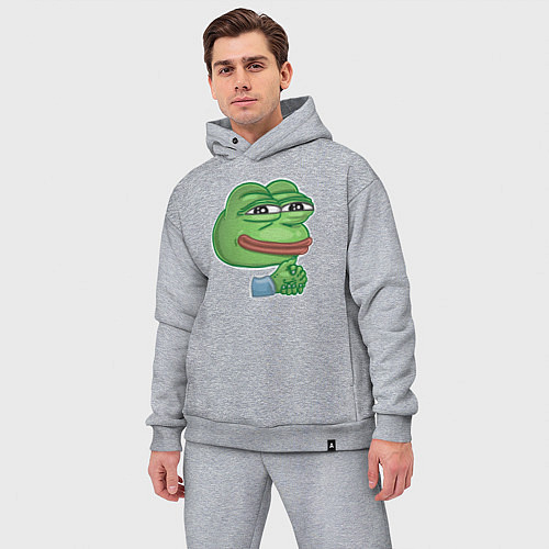 Мужской костюм оверсайз Лягушонок Пепе хитрит / Меланж – фото 3