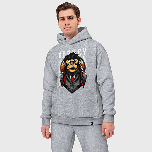 Мужской костюм оверсайз Обезьяна в костюме / Меланж – фото 3