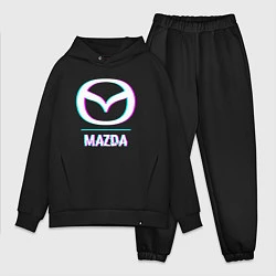 Мужской костюм оверсайз Значок Mazda в стиле glitch, цвет: черный