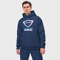 Мужской костюм оверсайз Значок Genesis в стиле glitch, цвет: тёмно-синий — фото 2