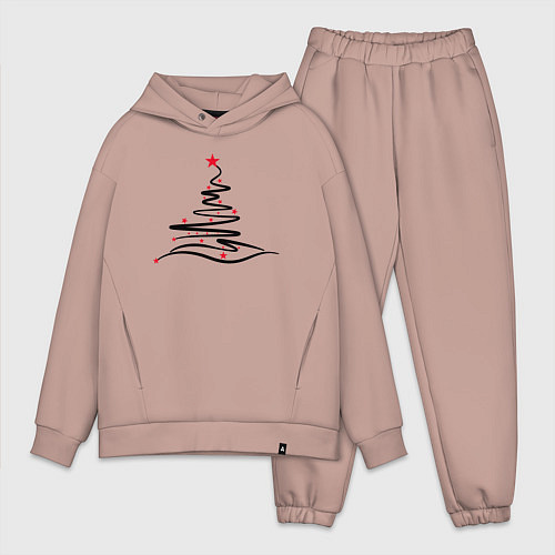 Мужской костюм оверсайз Стильная Новогодняя Ёлка / Пыльно-розовый – фото 1