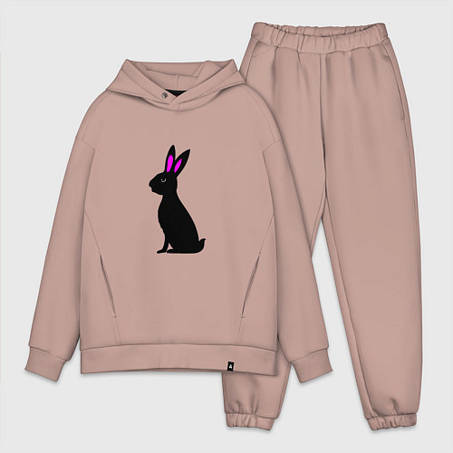 Мужской костюм оверсайз Черный кролик / Пыльно-розовый – фото 1