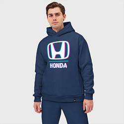 Мужской костюм оверсайз Значок Honda в стиле glitch, цвет: тёмно-синий — фото 2