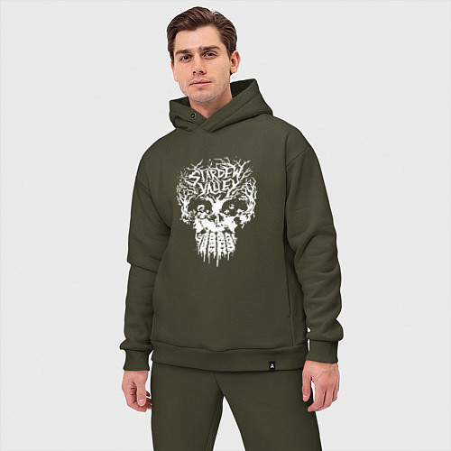 Мужской костюм оверсайз Skulldew Valley Tee / Хаки – фото 3