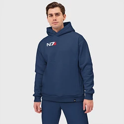 Мужской костюм оверсайз Логотип N7, цвет: тёмно-синий — фото 2