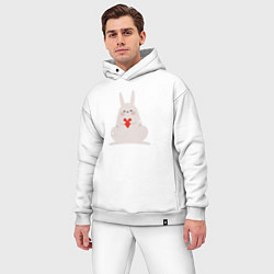 Мужской костюм оверсайз Кролик с сердечком, цвет: белый — фото 2