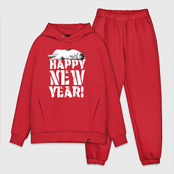 Мужской костюм оверсайз Happy new year - кошечка, цвет: красный