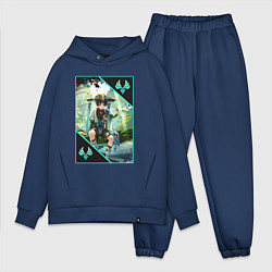 Мужской костюм оверсайз Скарамучча анемо странник, цвет: тёмно-синий